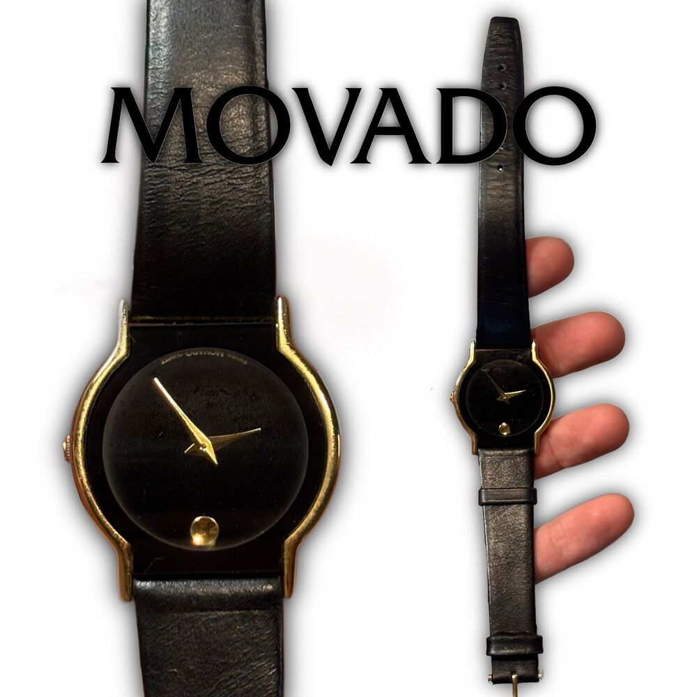 Movado Museum Black Gold Watch